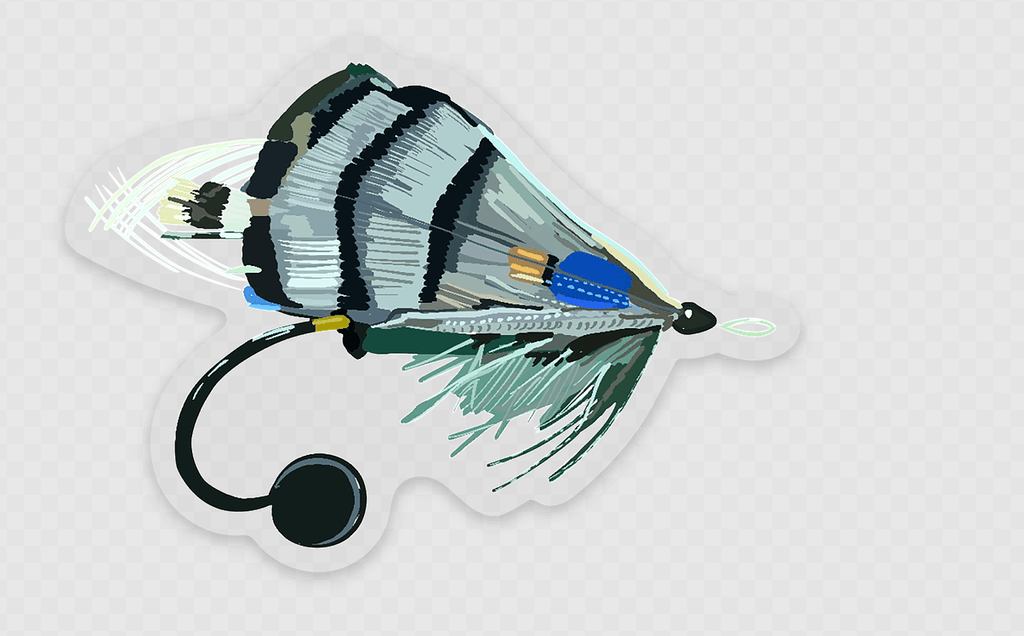 Bailey Made Art Co Fly Fishing B&W Vinyl Sticker Sticker
