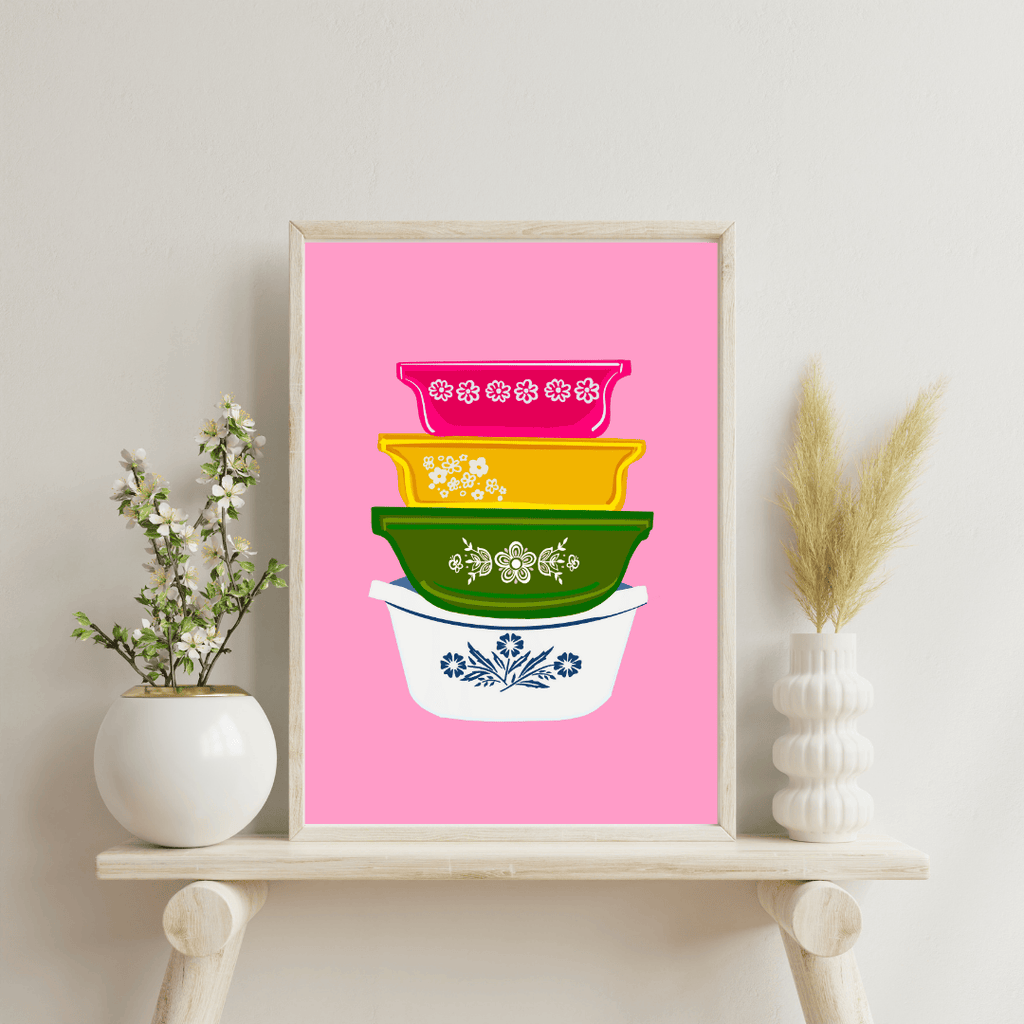 Bailey Made Art Co Grandmas Pyrex Art Print Art