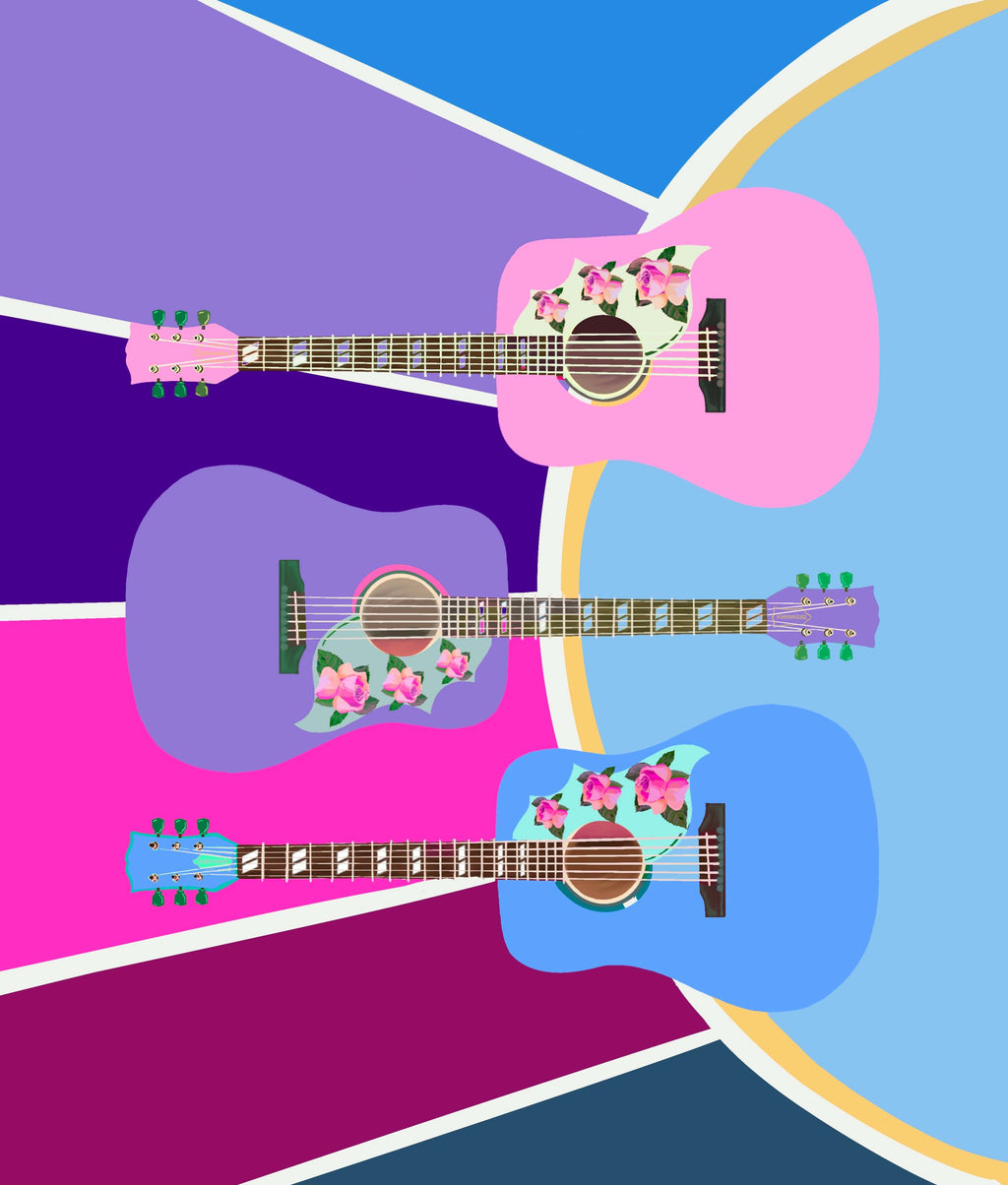 Bailey Made Art Co Guitar Trio Art Print- Music City, Nashville Art
