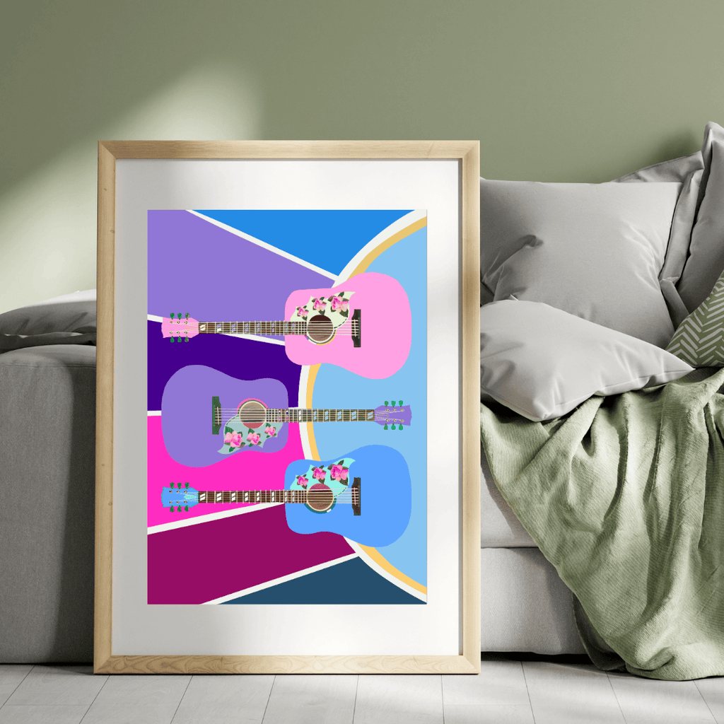Bailey Made Art Co Guitar Trio Art Print- Music City, Nashville Art