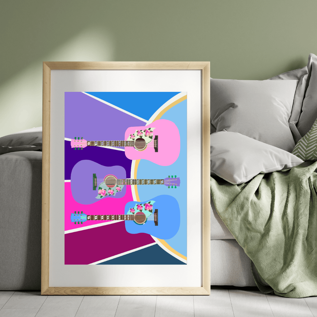 Bailey Made Art Co Guitar Trio Art Print- Music City, Nashville Art