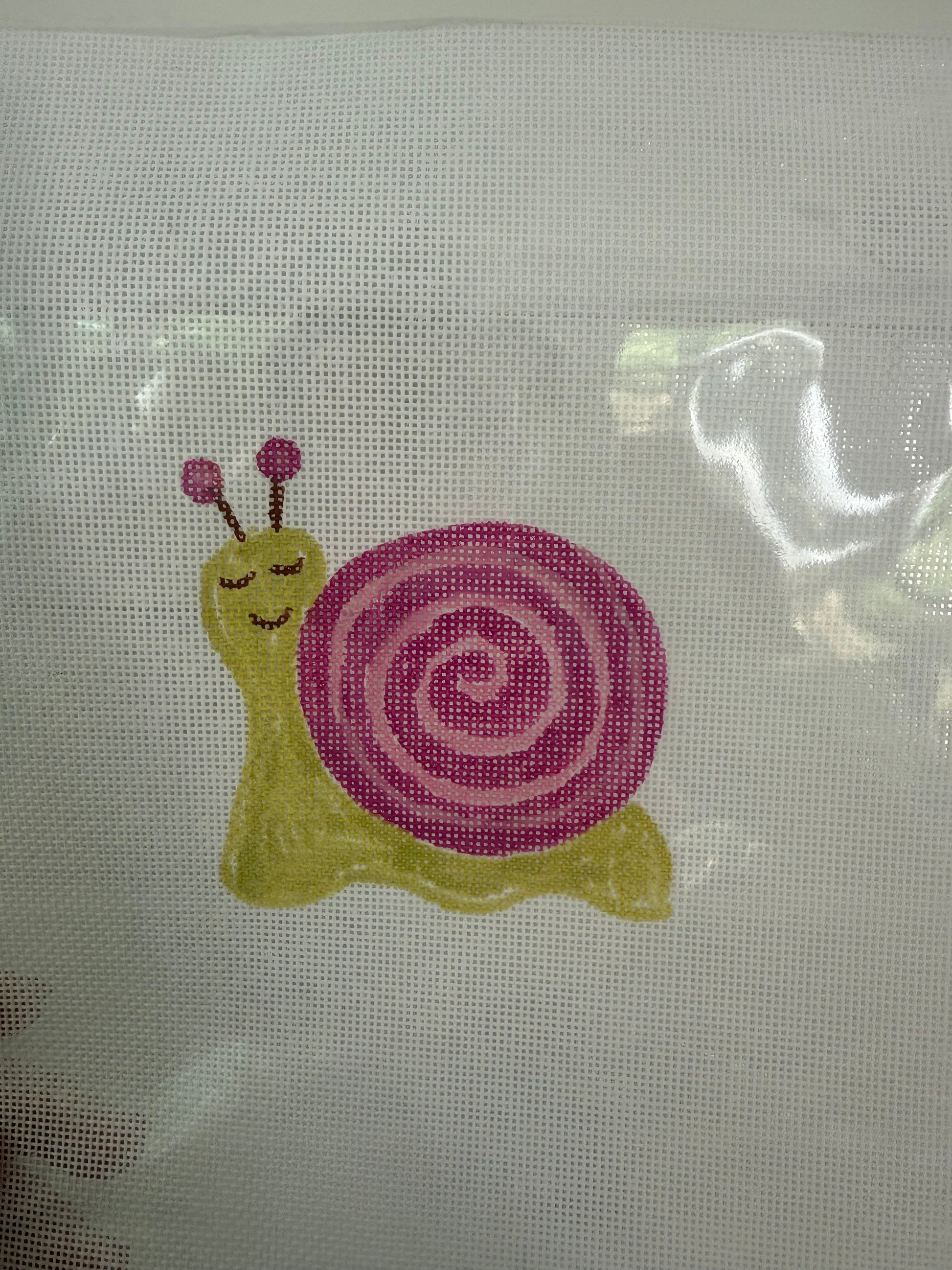 Bailey Made Art Co Happy Snail- Needlepoint Canvas needlepoint
