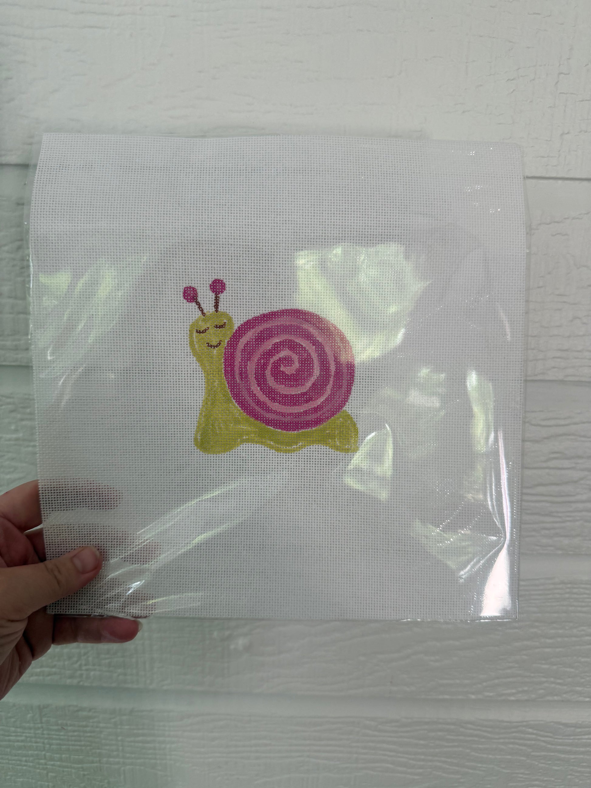 Bailey Made Art Co Happy Snail- Needlepoint Canvas needlepoint