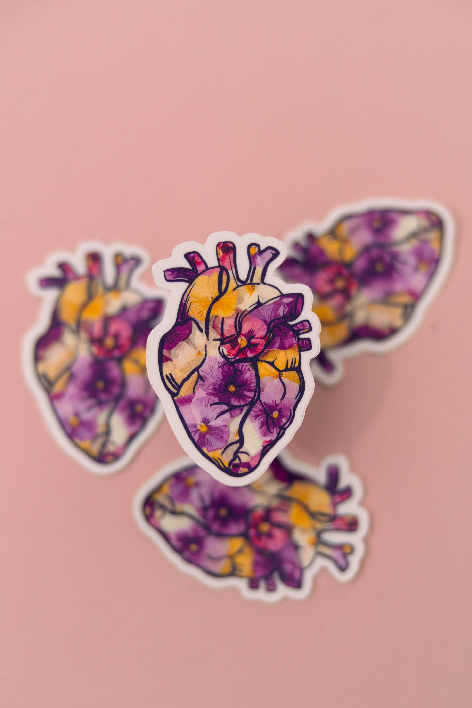 Bailey Made Art Co Heart Cardiac Floral Vinyl Sticker Sticker