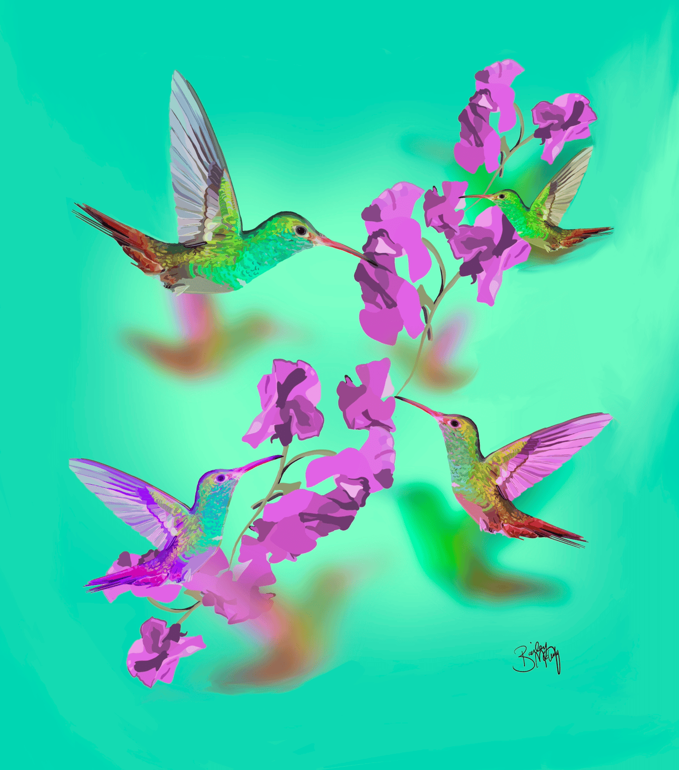 Bailey Made Art Co Hummingbird Charm Art Print Art