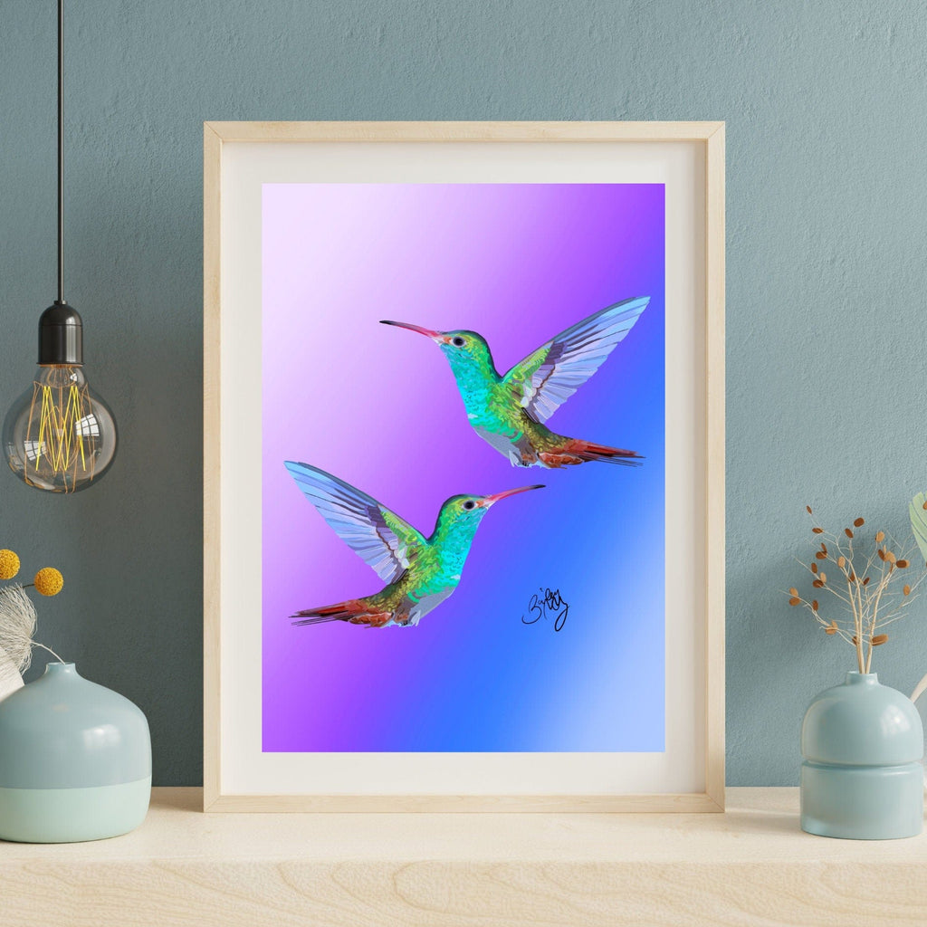 Bailey Made Art Co Hummingbird Duo Purple Art Print Art