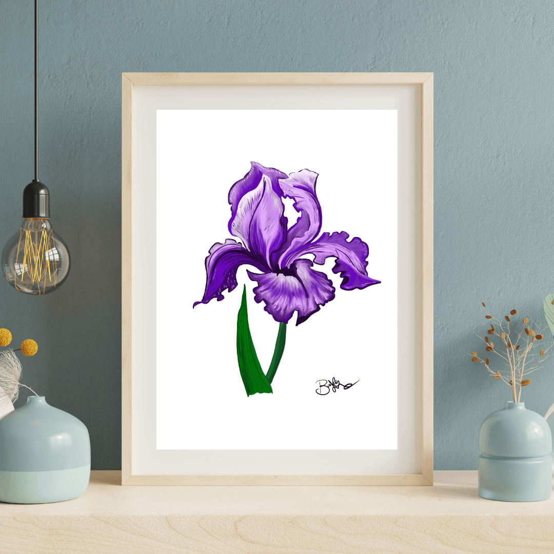 Bailey Made Art Co Iris Botanical Art Print Purple Art