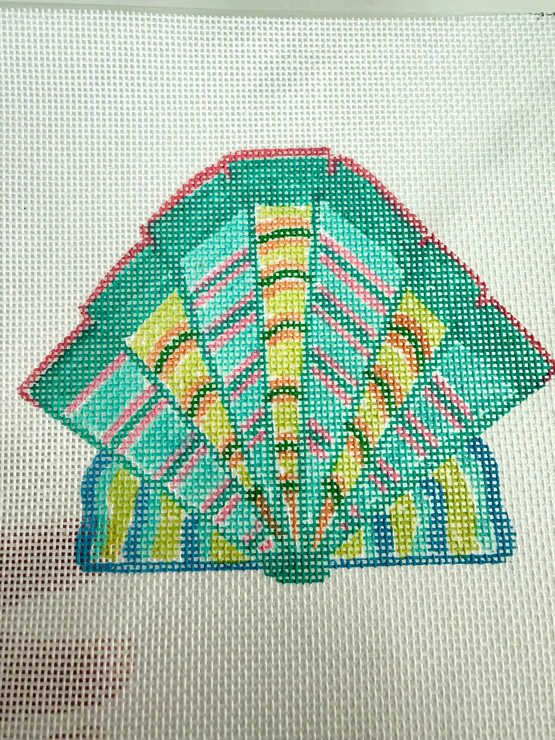 Bailey Made Art Co Just Beachy Seashell Needlepoint Canvas Art