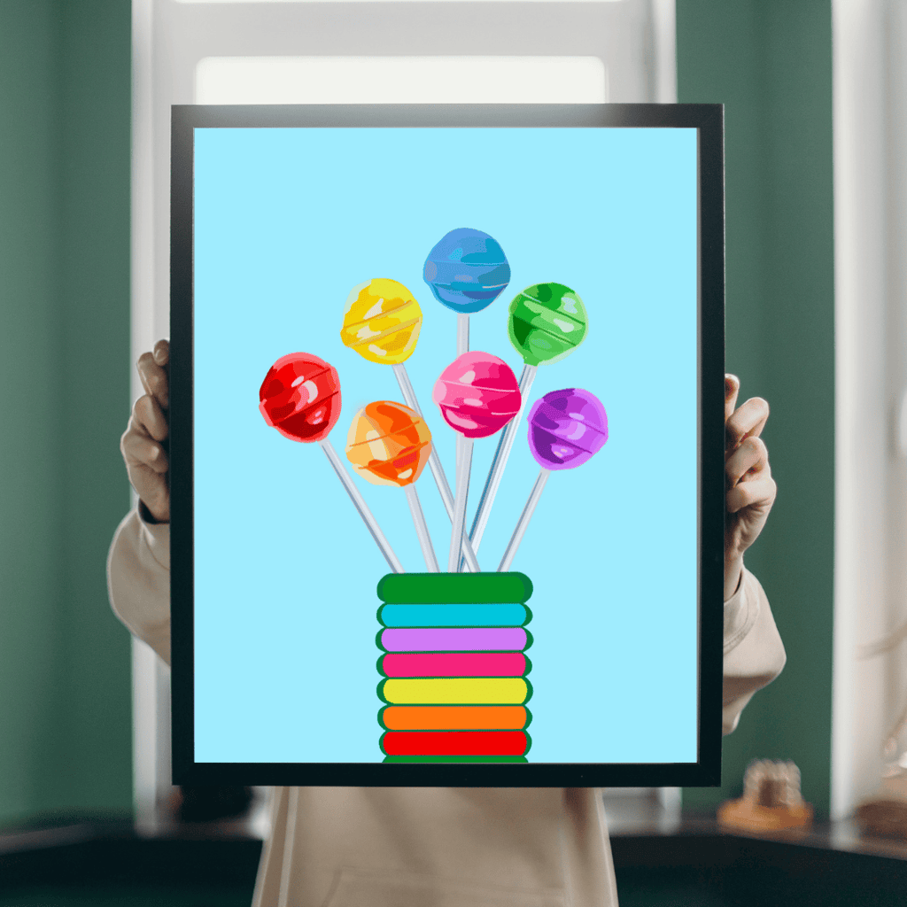 Bailey Made Art Co Lollipop Bouquet Blue Art Print Art