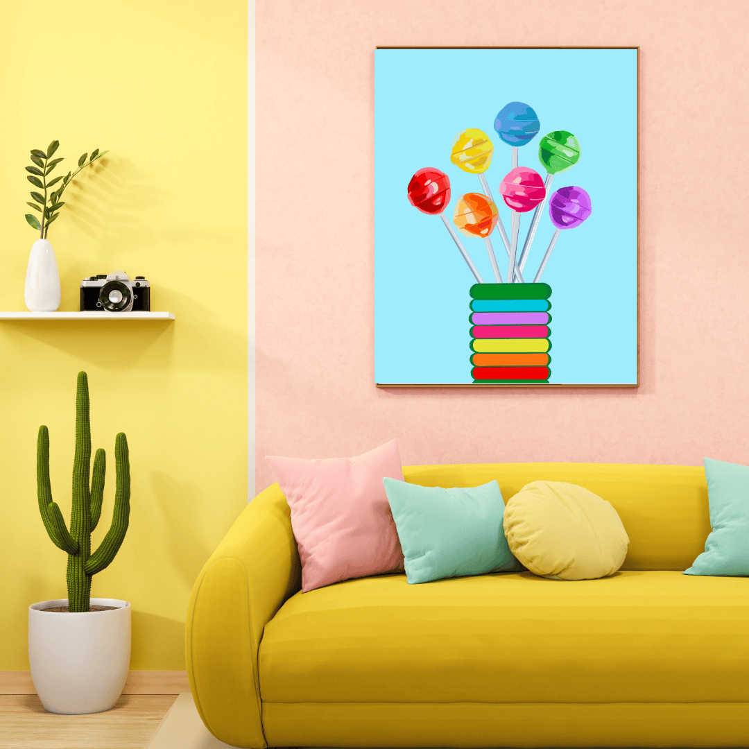 Bailey Made Art Co Lollipop Bouquet Blue Art Print Art