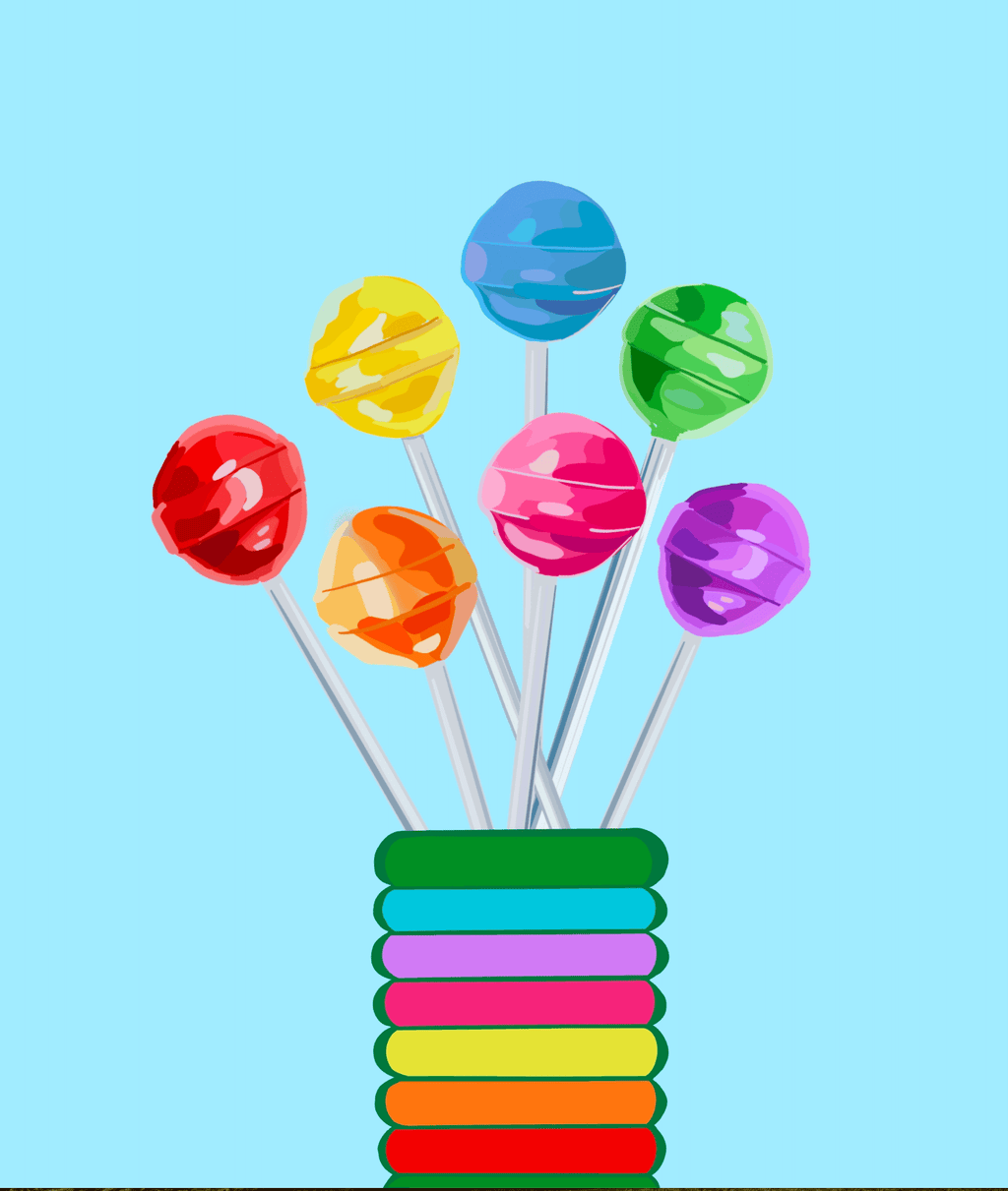Bailey Made Art Co Lollipop Bouquet Blue Art Print Art