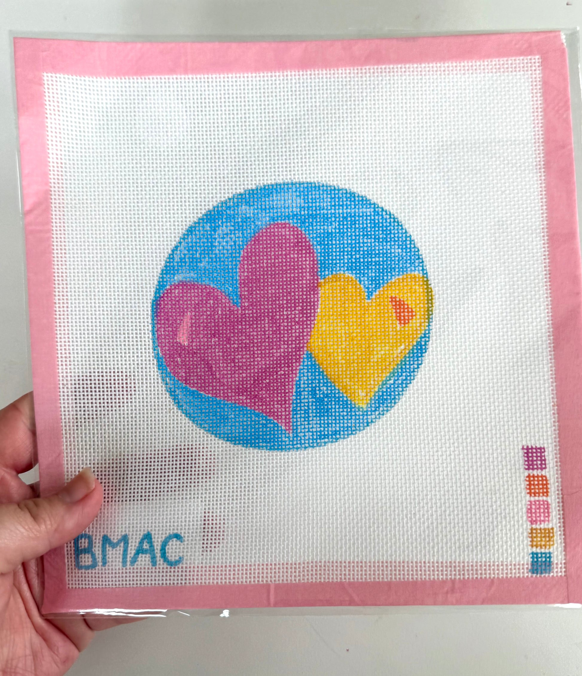 Bailey Made Art Co Love You Hearts Needlepoint Canvas Art