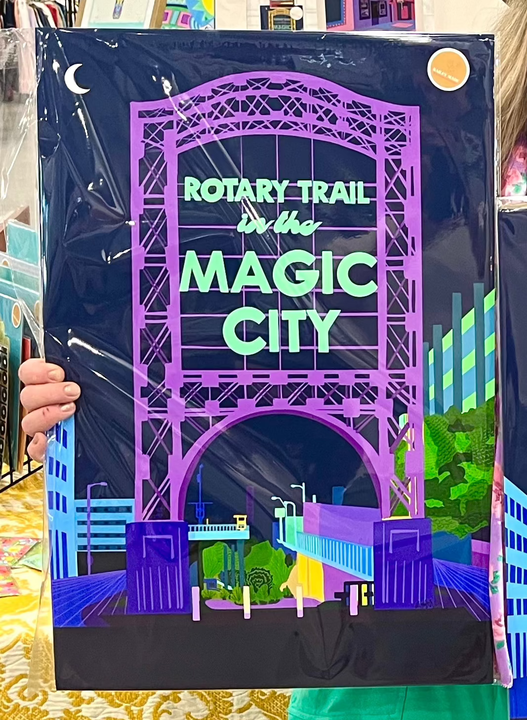 Bailey Made Art Co Magic City Art Print (Night) Blue Arch/ Purple Arch Art