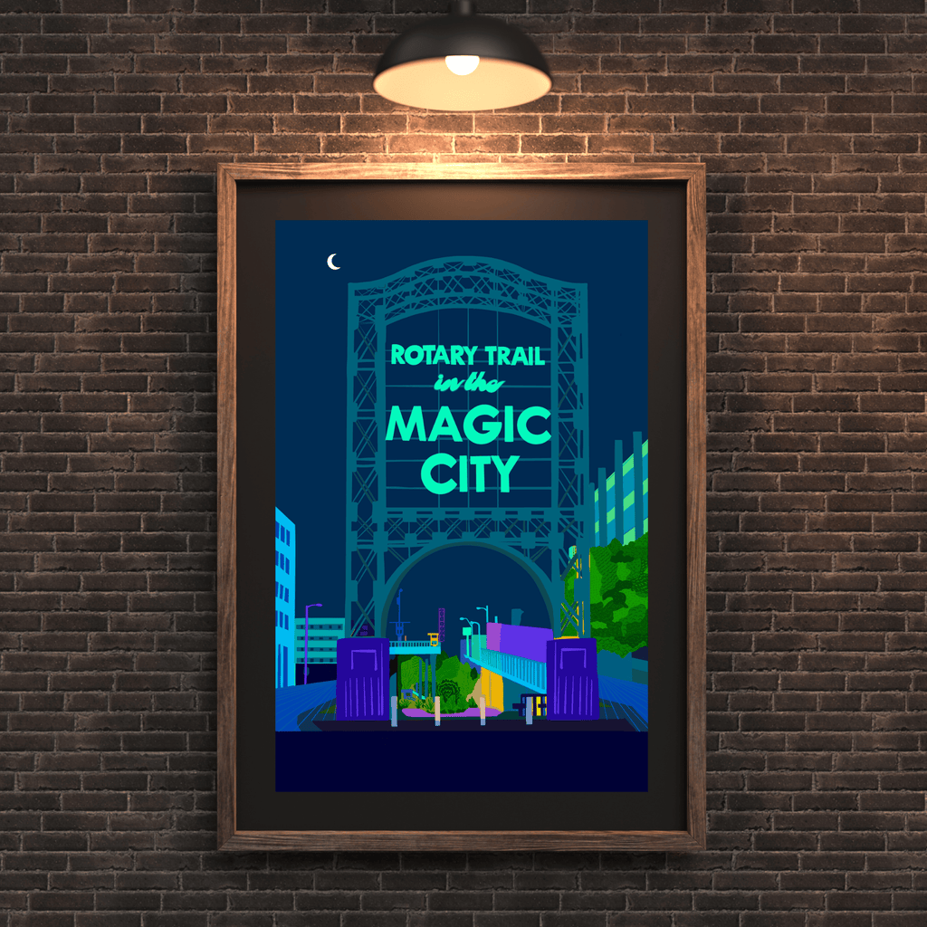 Bailey Made Art Co Magic City Art Print (Night) Blue Arch/ Purple Arch Art