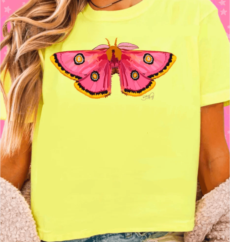 Bailey Made Art Co Design Your Own Princess Moth T Shirt Medium / Crop Style T Shirt / Lemon Yellow Apparel