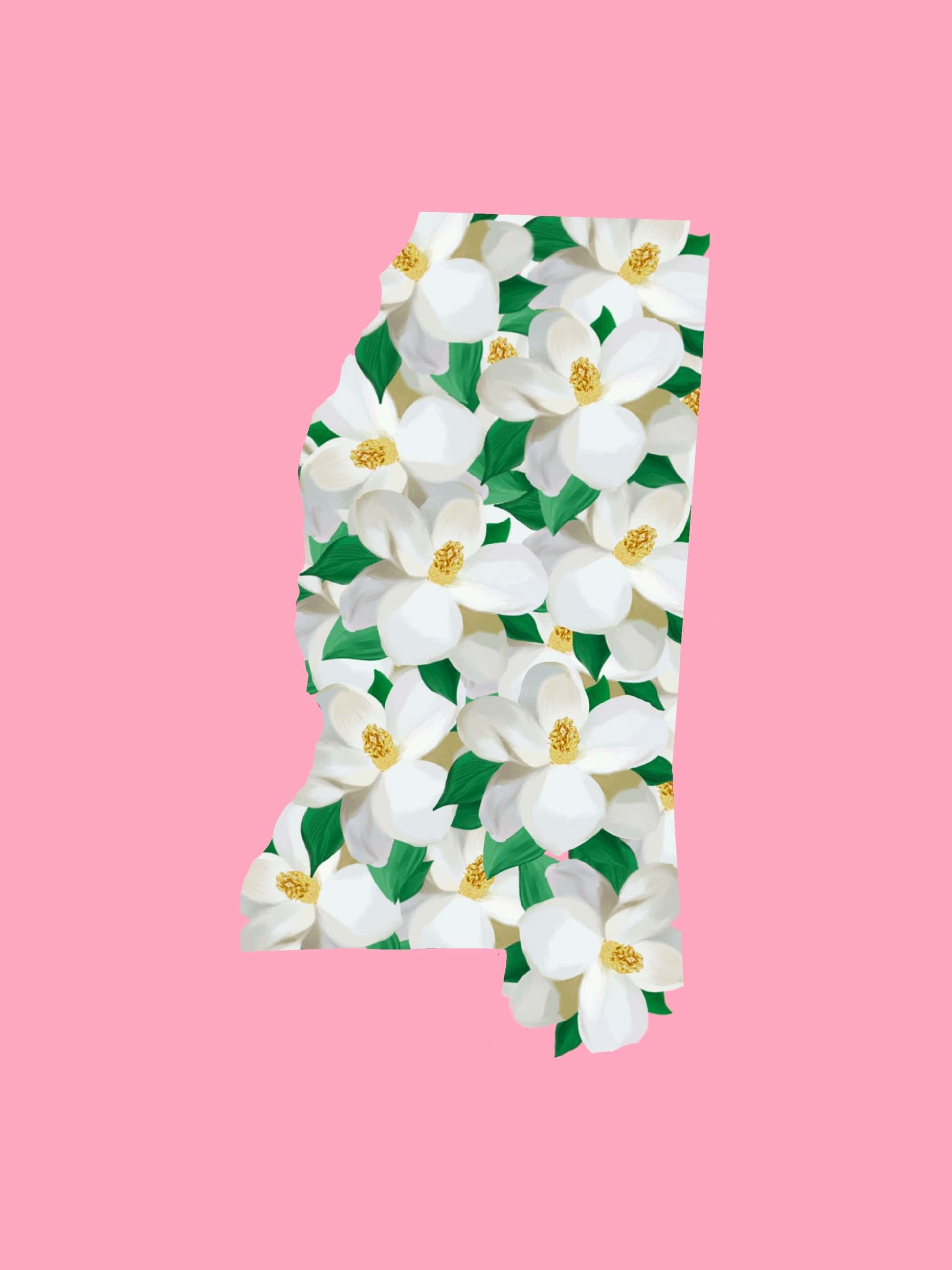 Bailey Made Art Co Mississippi Magnolia State Art Print on Pink Art