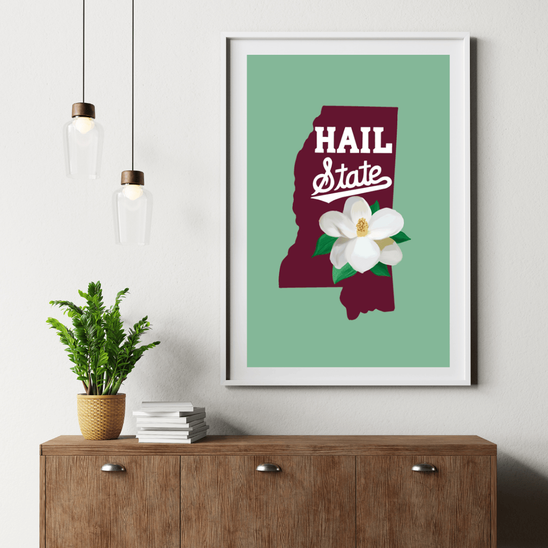 Bailey Made Art Co Mississippi State Hail State Art Print Art