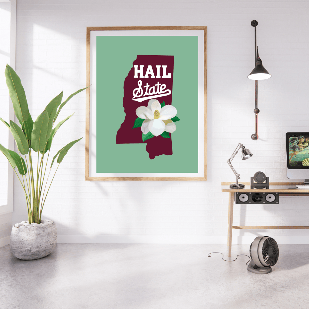Bailey Made Art Co Mississippi State Hail State Art Print Art