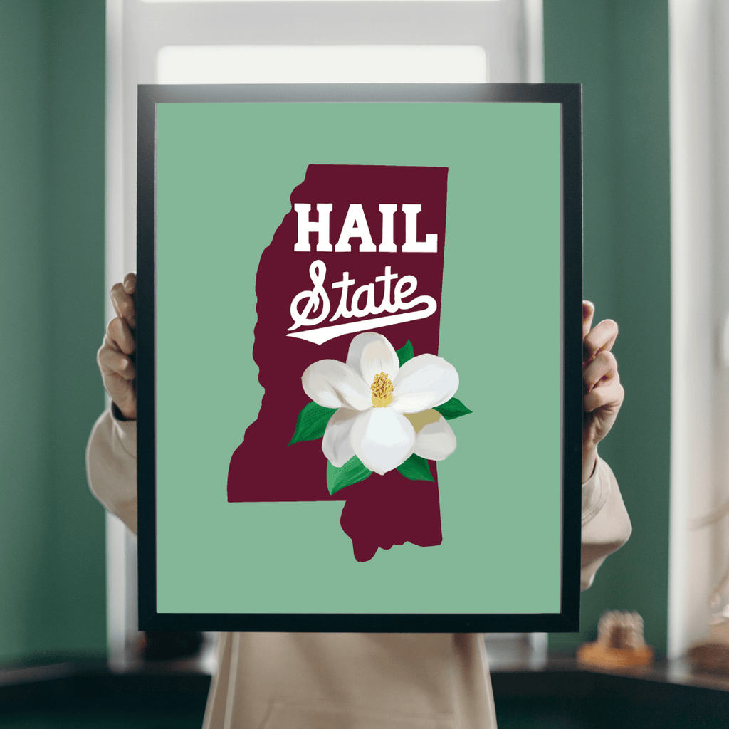 Bailey Made Art Co Mississippi State Hail State Art Print Art