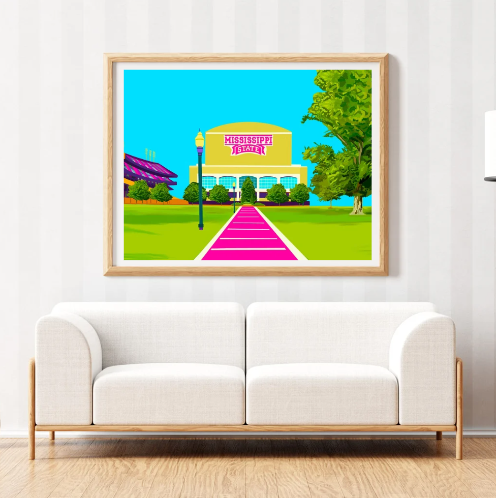 Bailey Made Art Co Mississippi State Stadium Art Print Art