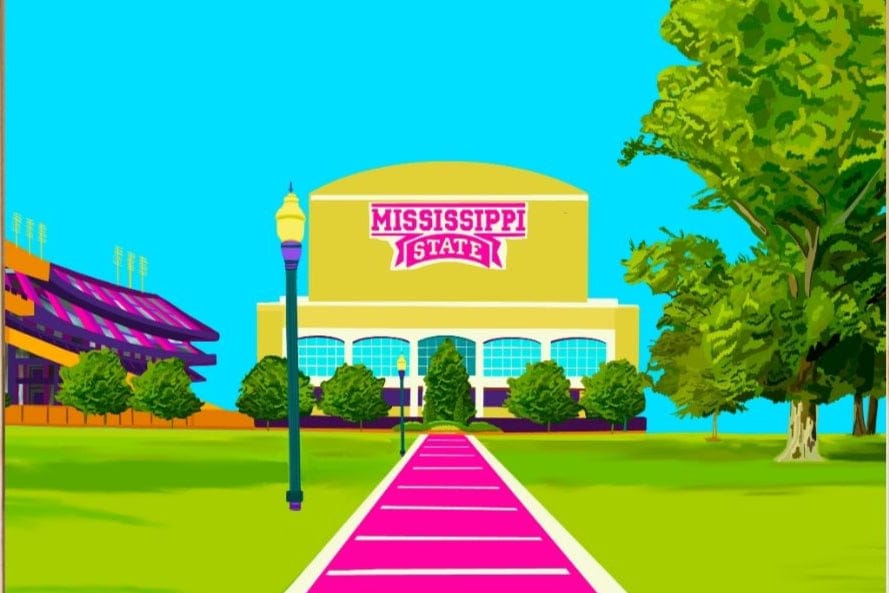 Bailey Made Art Co Mississippi State Stadium Art Print Art