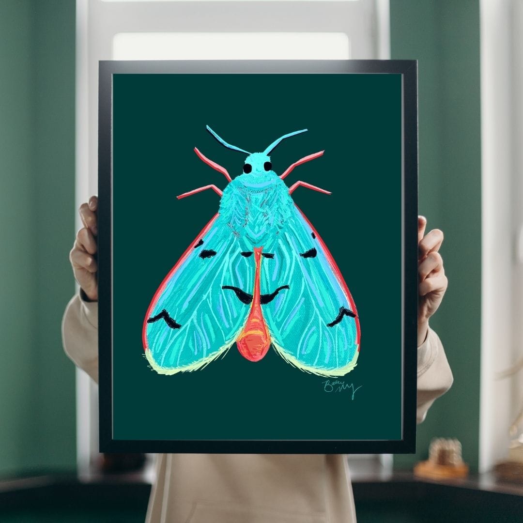 Bailey Made Art Co Moth (Chloroda Moth) Art Print Art
