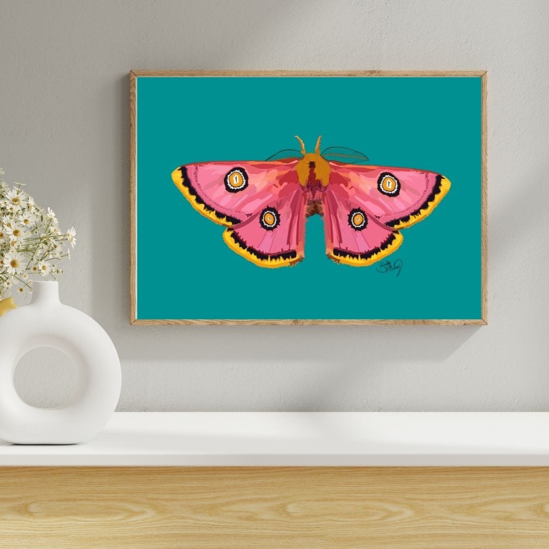 Bailey Made Art Co Moth Print (Teal) Art