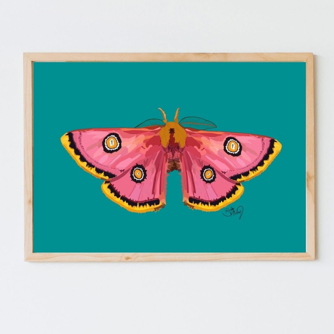 Bailey Made Art Co Moth Print (Teal) Art