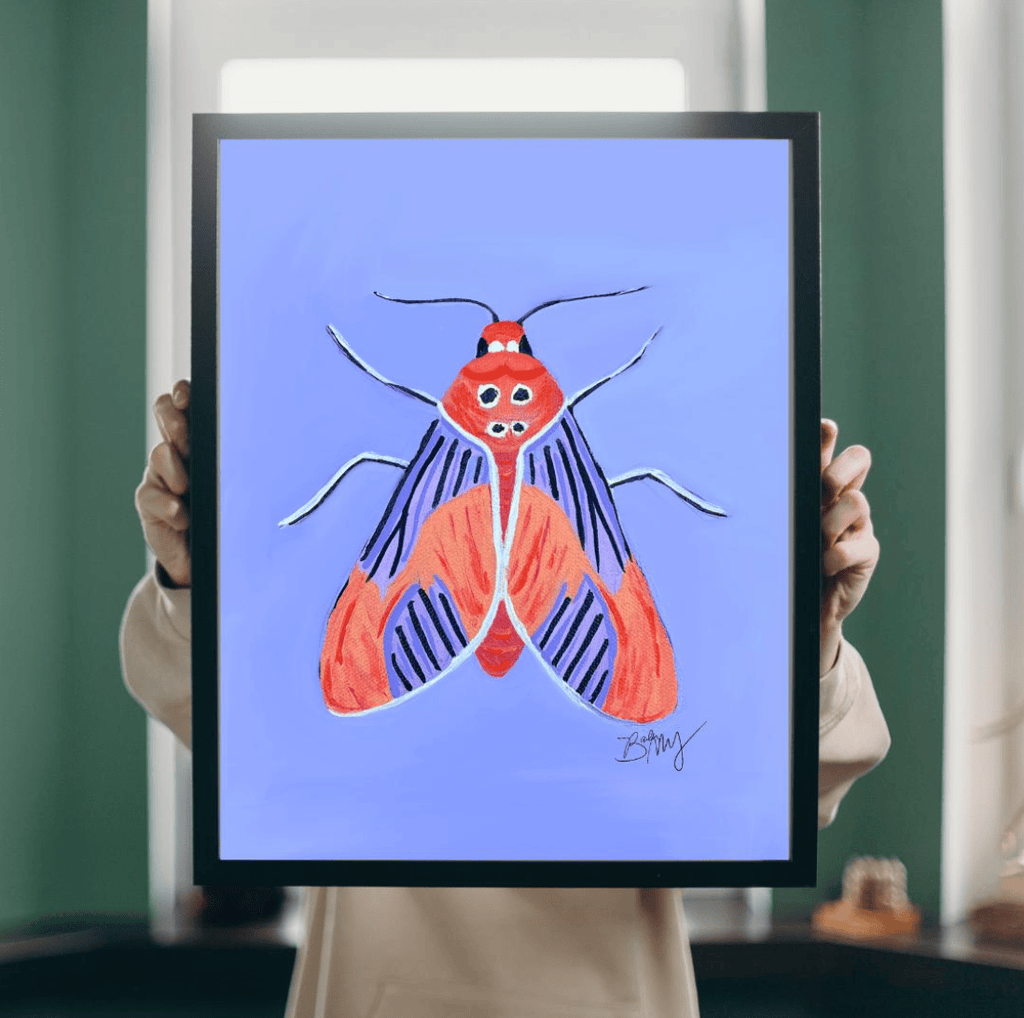 Bailey Made Art Co Moth- Tangerine Moth Art Print Art