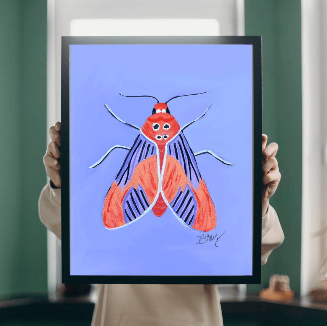 Bailey Made Art Co Moth- Tangerine Moth Art Print Art