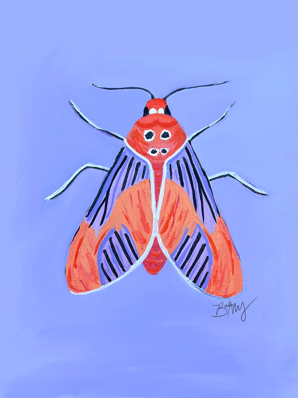 Bailey Made Art Co Moth- Tangerine Moth Art Print Art
