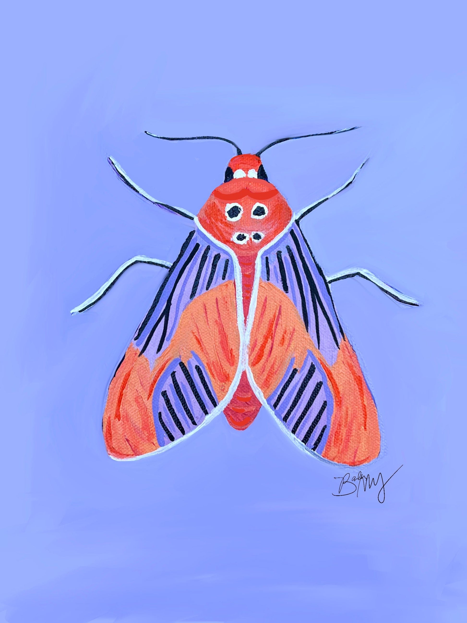 Bailey Made Art Co Moth- Tangerine Moth Art Print Art
