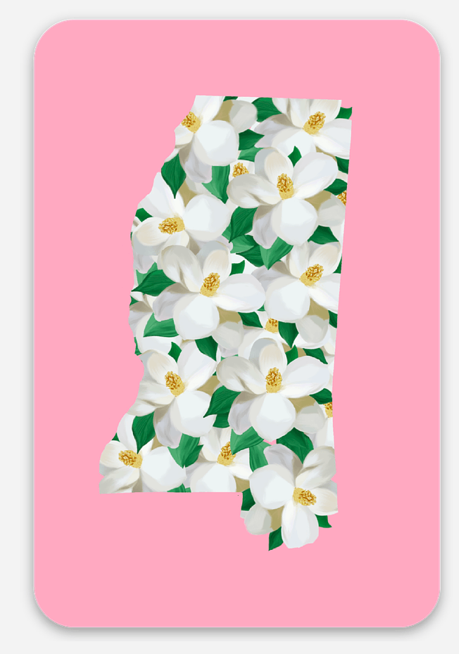Bailey Made Art Co MS State Magnolia Pink Vinyl Sticker Sticker