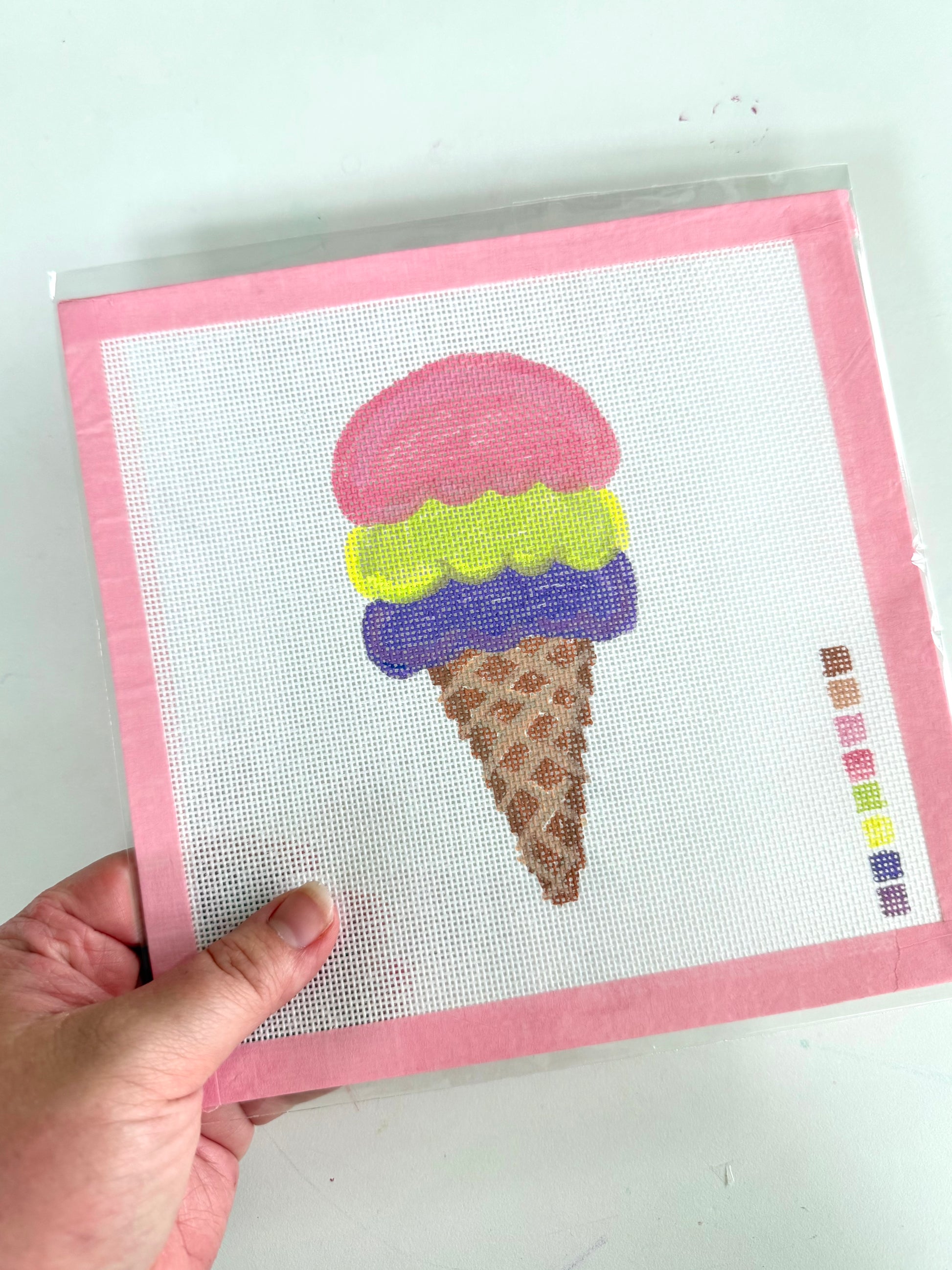 Bailey Made Art Co Needlepoint Canvas Ice Cream Summer Art