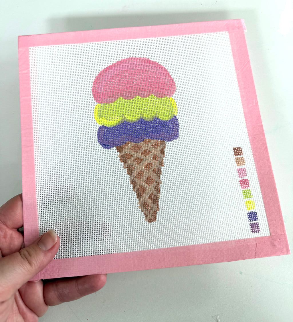 Bailey Made Art Co Needlepoint Canvas Ice Cream Summer Art