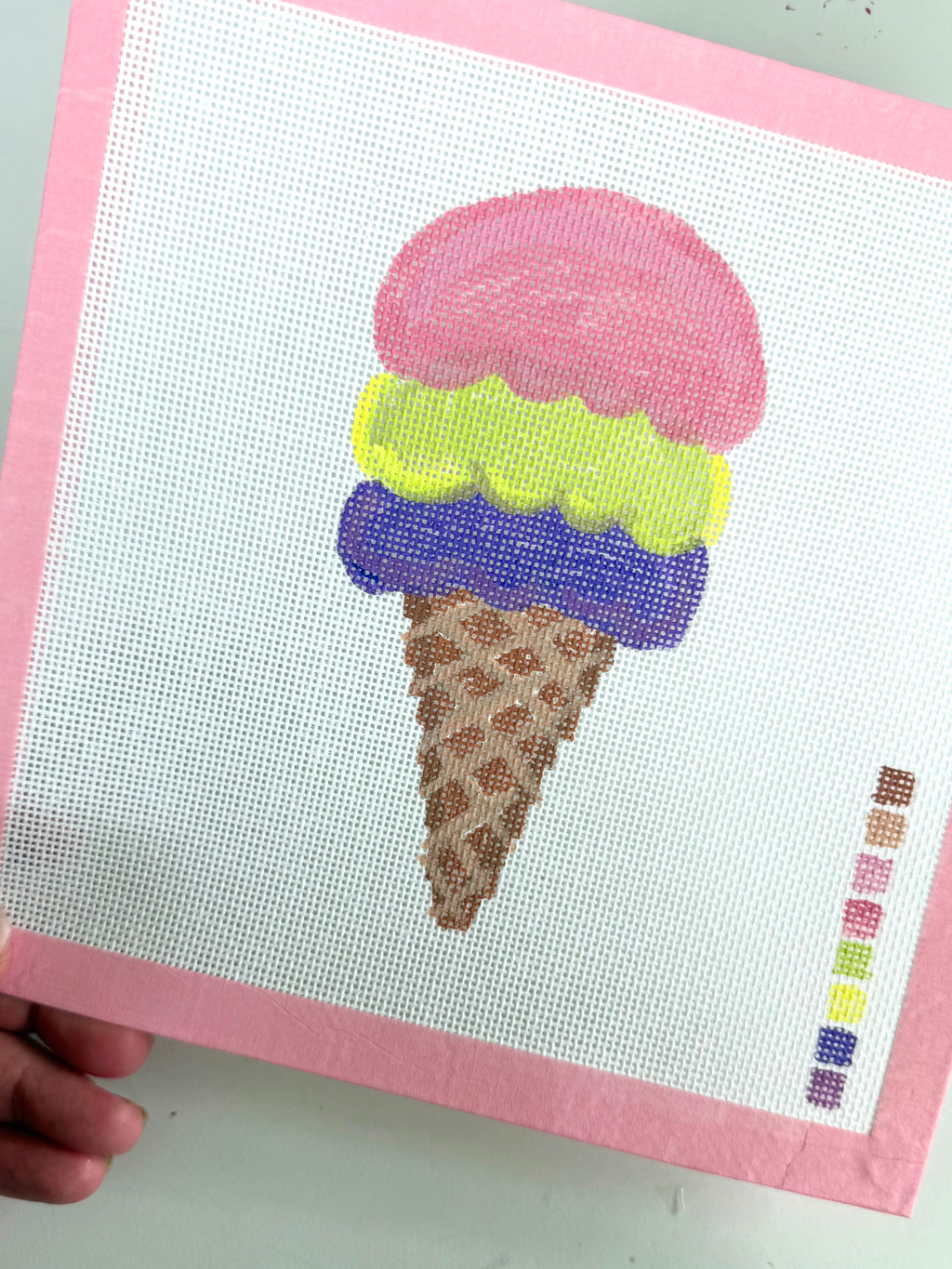 Bailey Made Art Co Needlepoint Canvas Ice Cream Summer Art