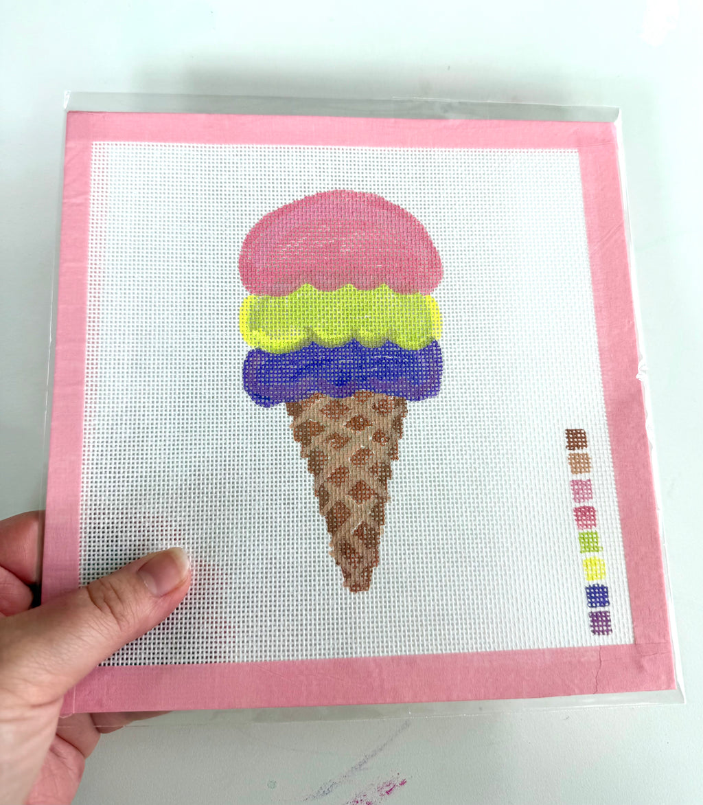 Bailey Made Art Co Needlepoint Canvas Ice Cream Summer Art