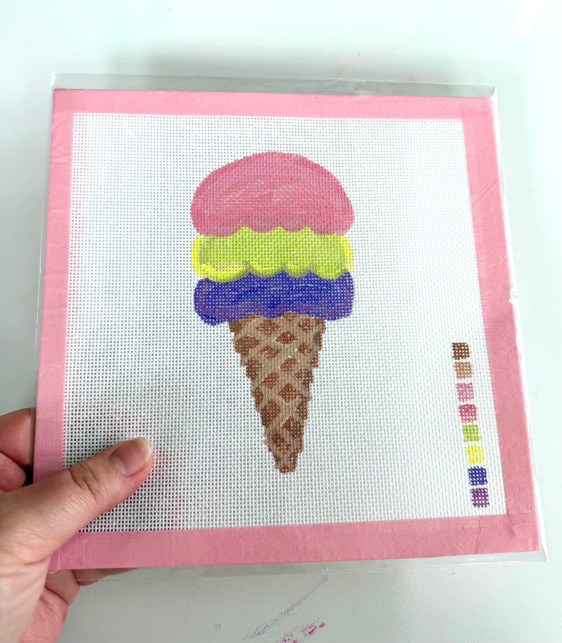 Bailey Made Art Co Needlepoint Canvas Ice Cream Summer Art