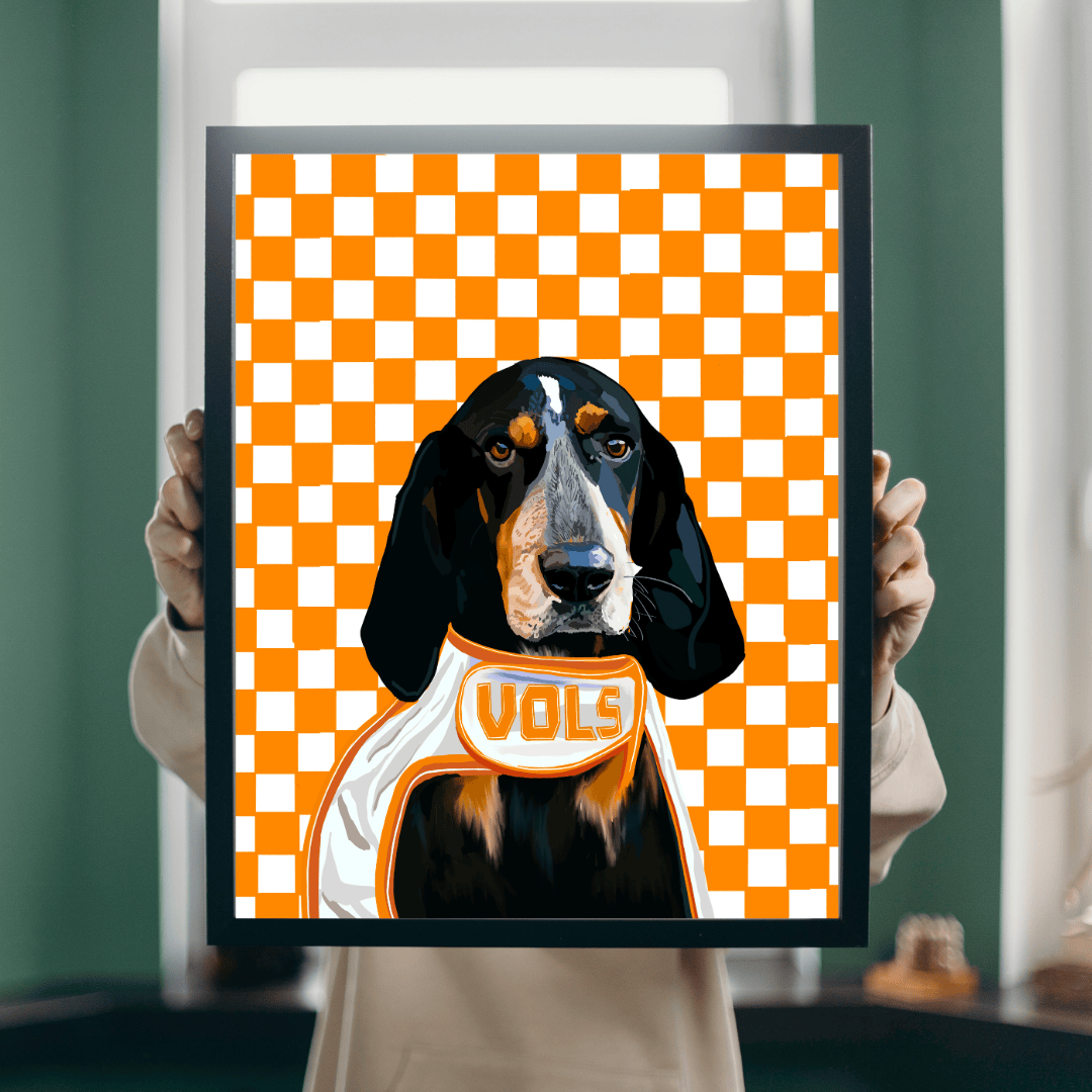 Bailey Made Art Co Officially Licensed University of Tennessee Smokey Checkered Art Print Art