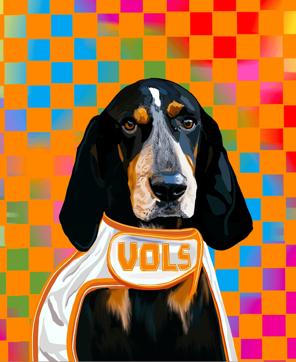 Bailey Made Art Co Officially Licensed University of Tennessee Smokey (Funky) Checkered Art Print Art