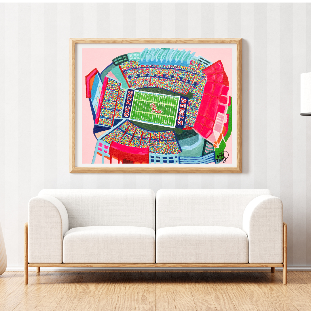 Bailey Made Art Co Ole Miss Stadium Art Print- Officially Licensed Art
