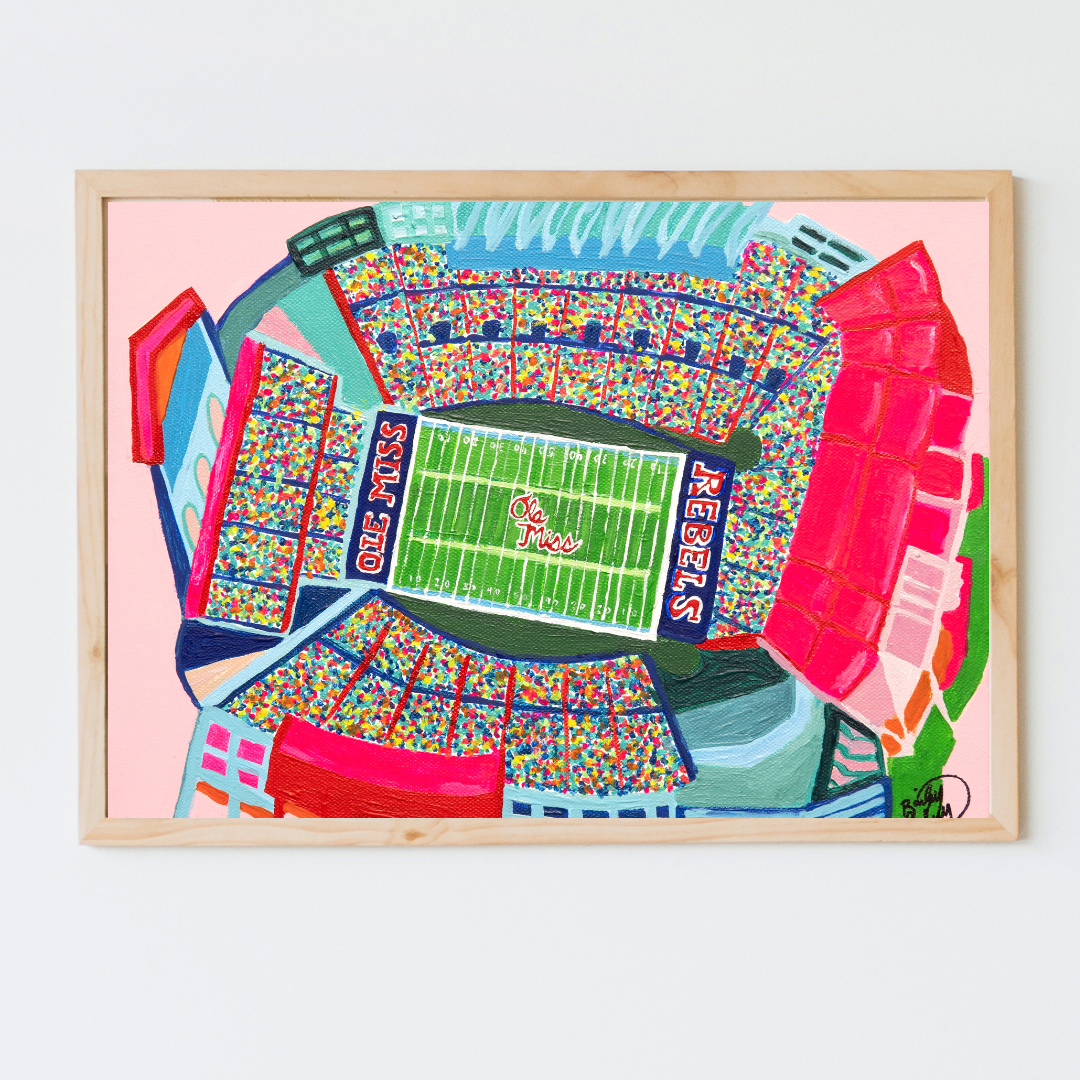 Bailey Made Art Co Ole Miss Stadium Art Print- Officially Licensed Art