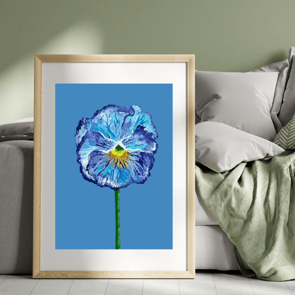 Bailey Made Art Co Pansy Art Print- Blue Sapphire Pansy Art