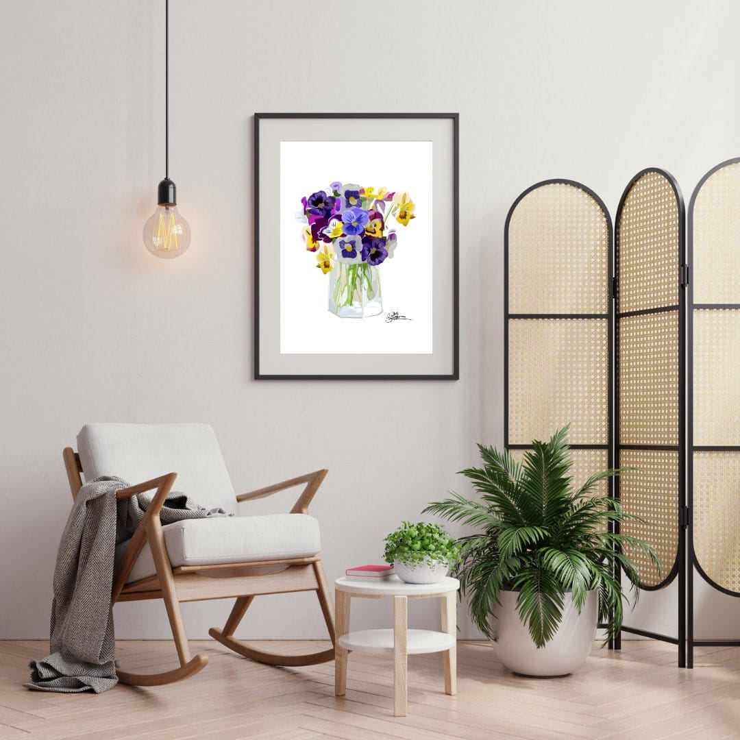 Bailey Made Art Co Pansy Bouquet Print Art