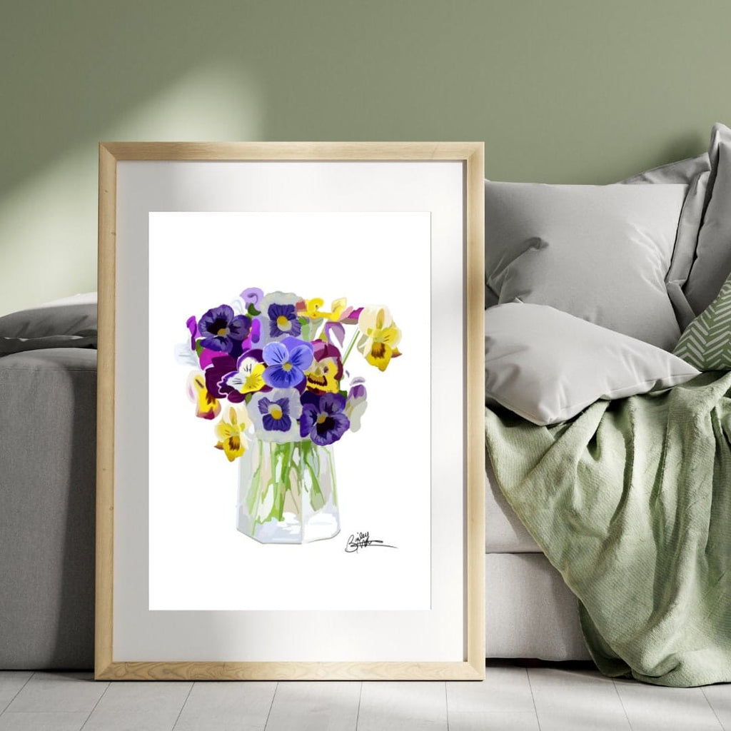 Bailey Made Art Co Pansy Bouquet Print Art