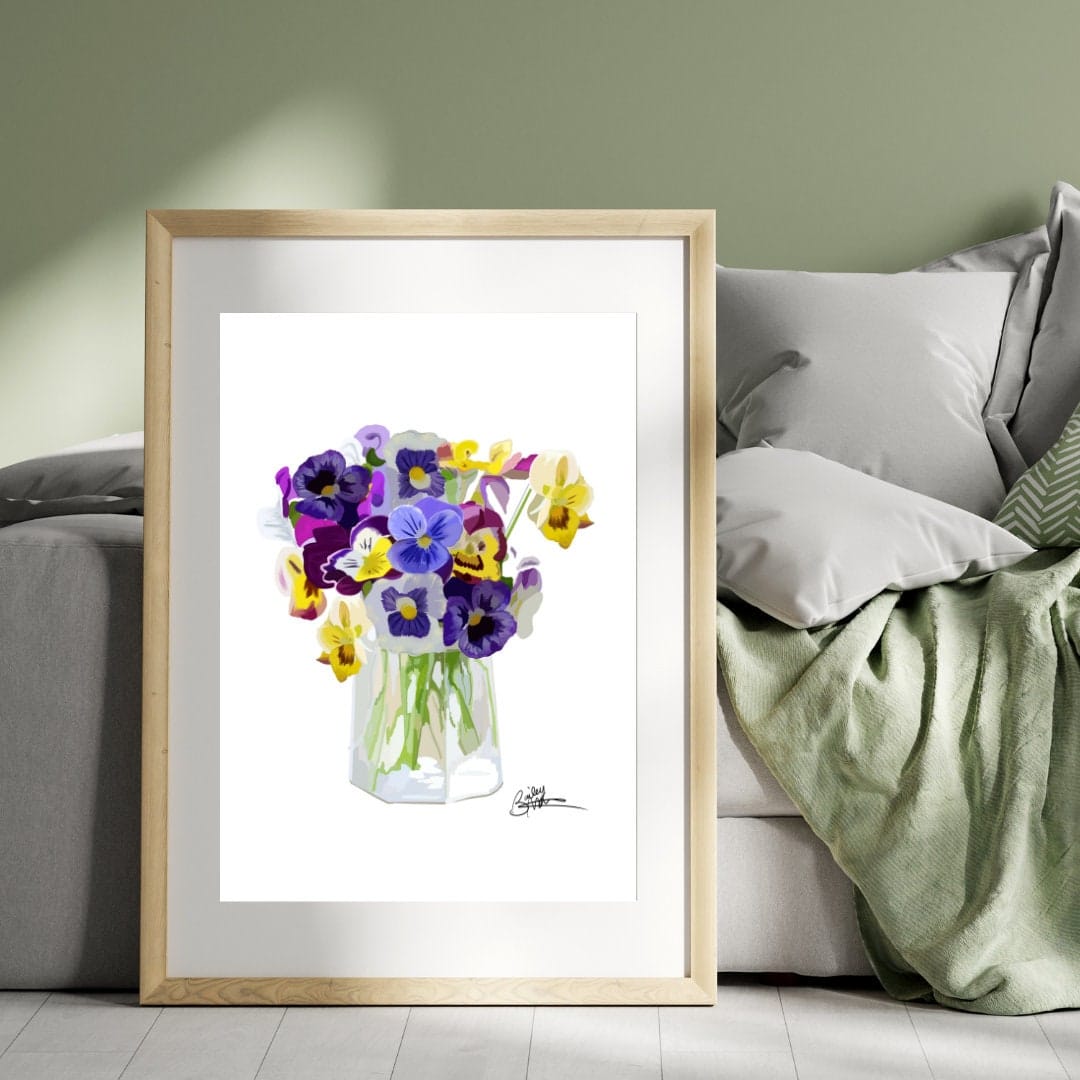 Bailey Made Art Co Pansy Bouquet Print Art