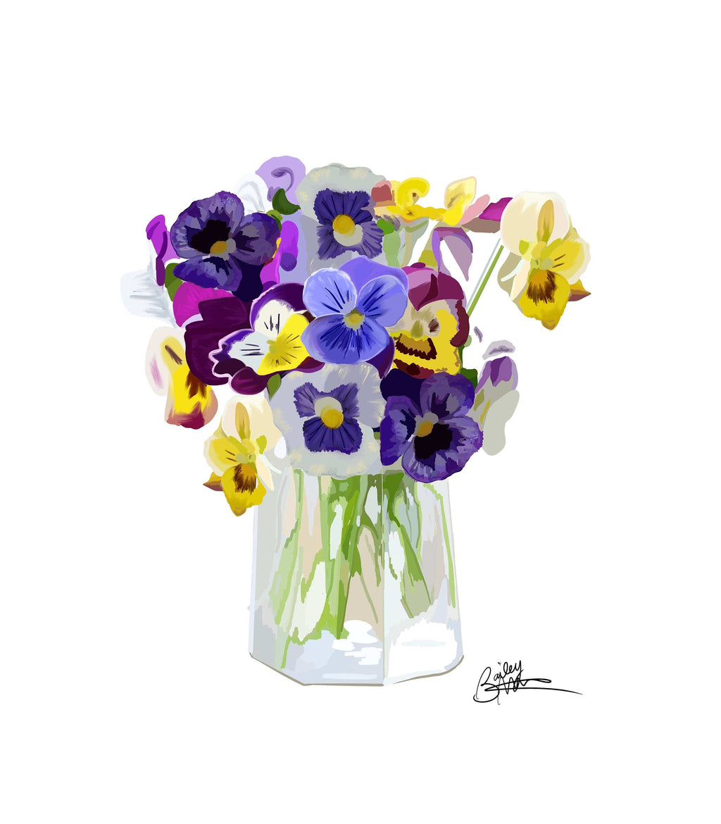 Bailey Made Art Co Pansy Bouquet Print Art