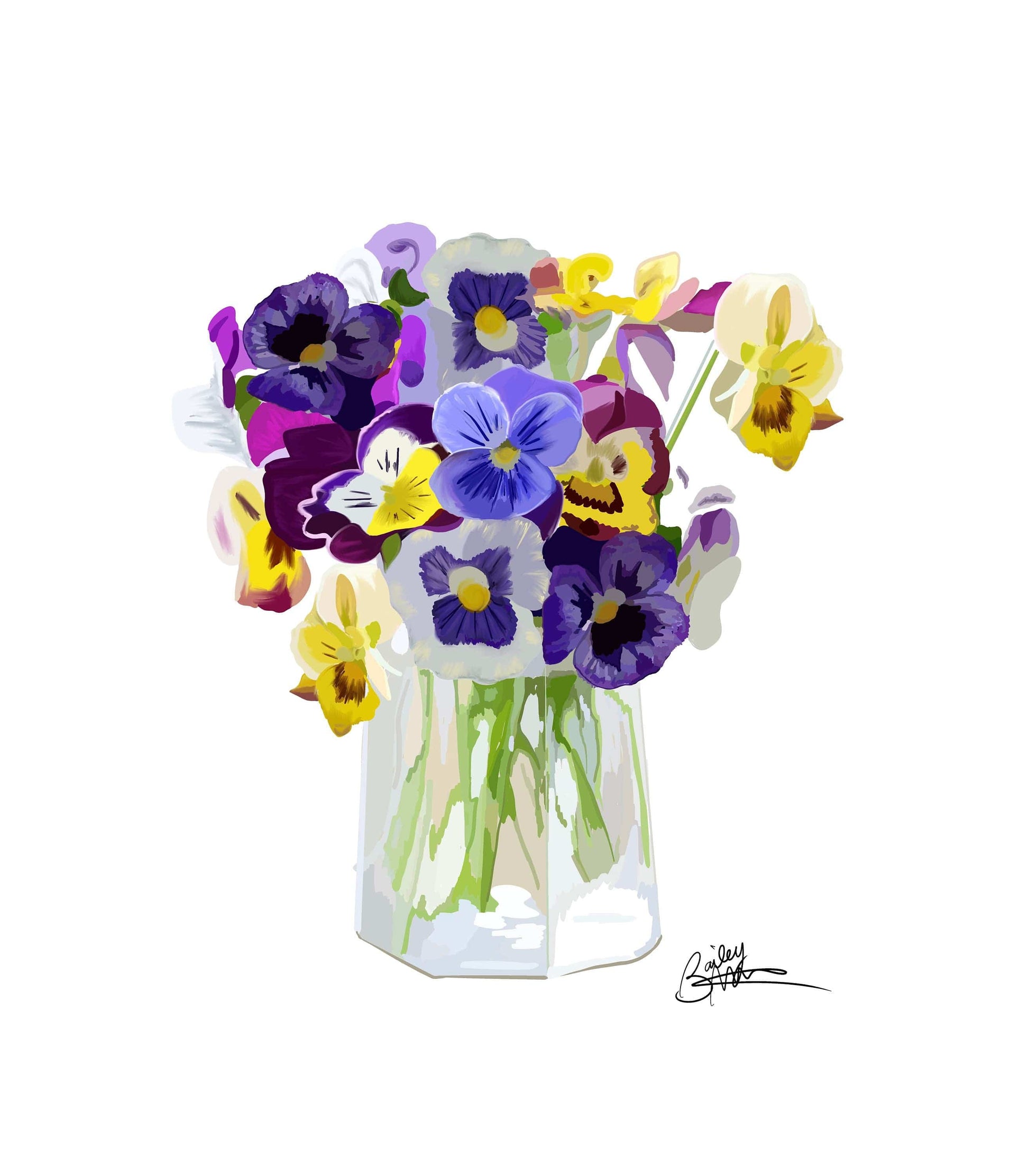 Bailey Made Art Co Pansy Bouquet Print Art