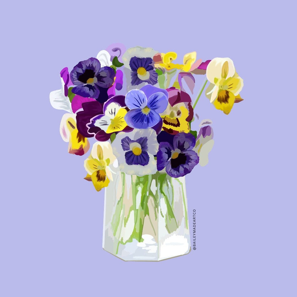 Bailey Made Art Co Pansy Bouquet Print Art
