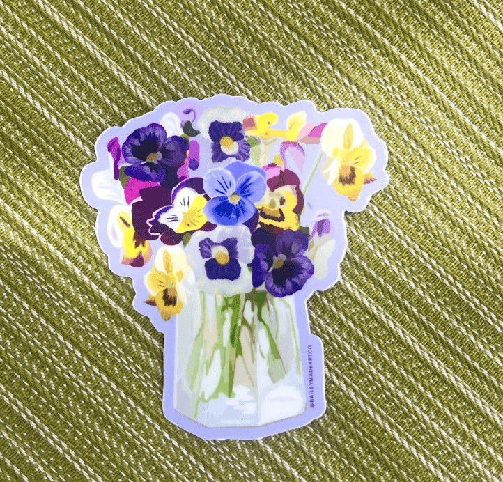 Bailey Made Art Co Pansy Bouquet Vinyl Sticker Sticker